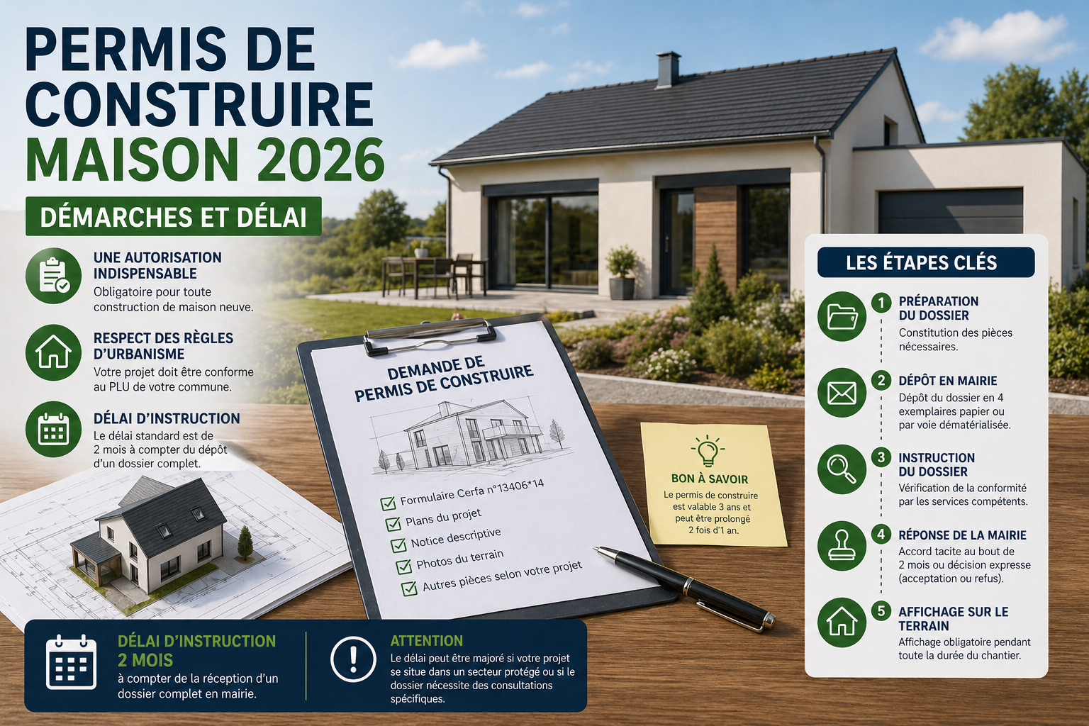 Permis de construire maison : démarches et coût 2026
