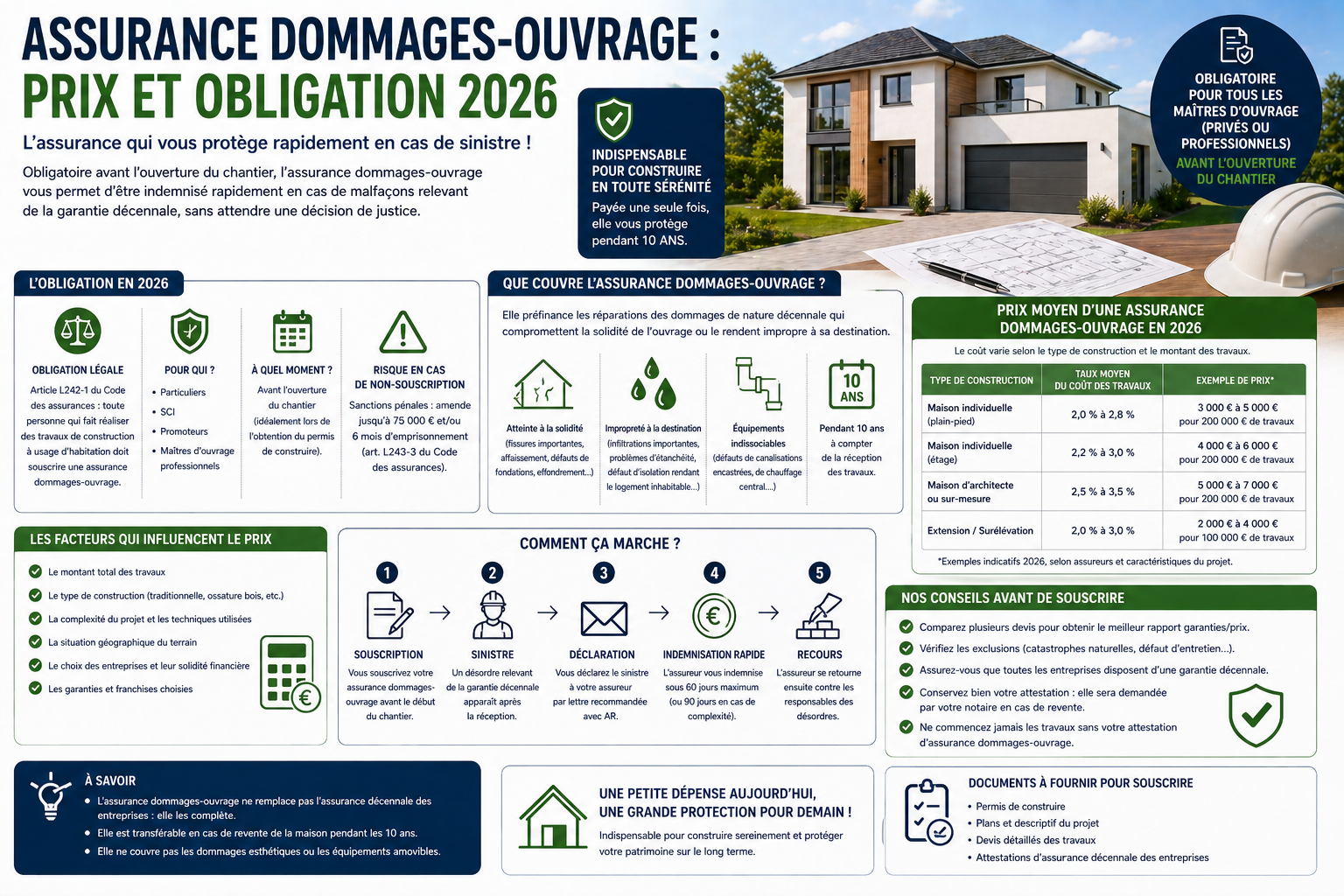 Assurance dommages-ouvrage : prix et obligation 2026