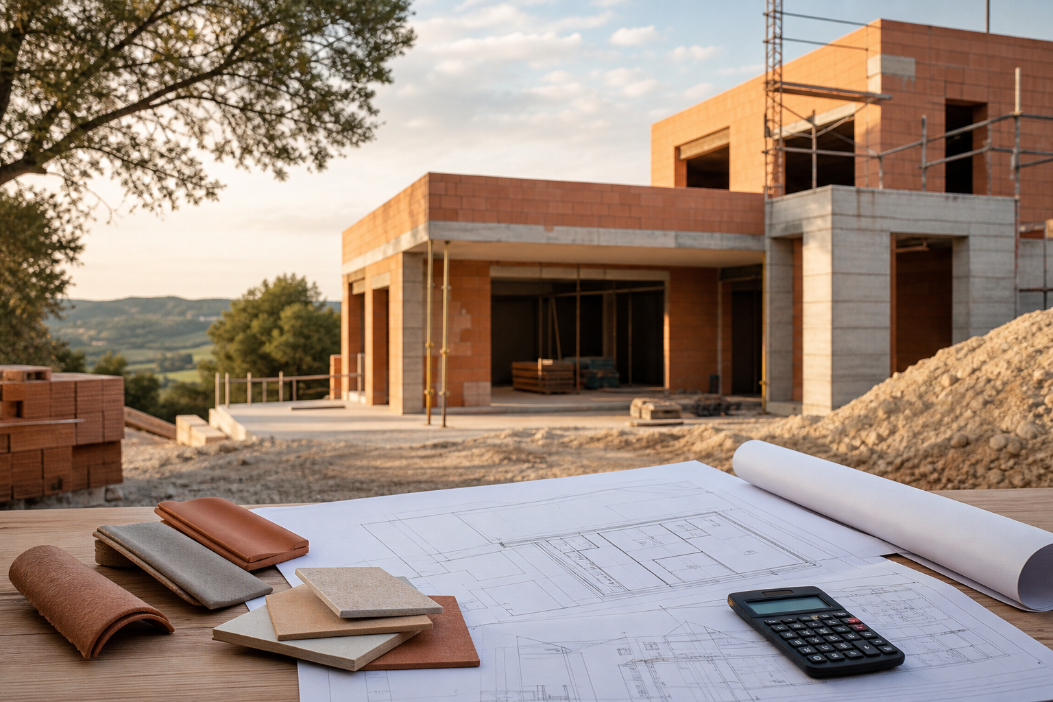 Chantier de maison neuve dans le Rhône avec plans et estimation de budget de construction