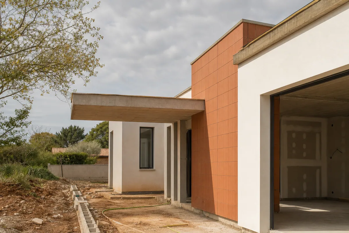 Petite maison en construction pour budget maison 150 000 €, chantier immobilier 2026