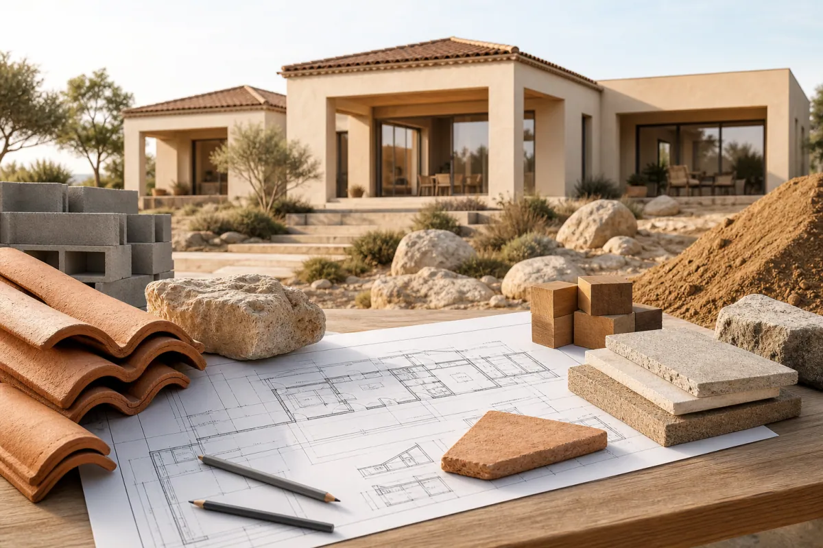 Décomposition du prix CCMI sur chantier maison avec plans, matériaux et ouvrier