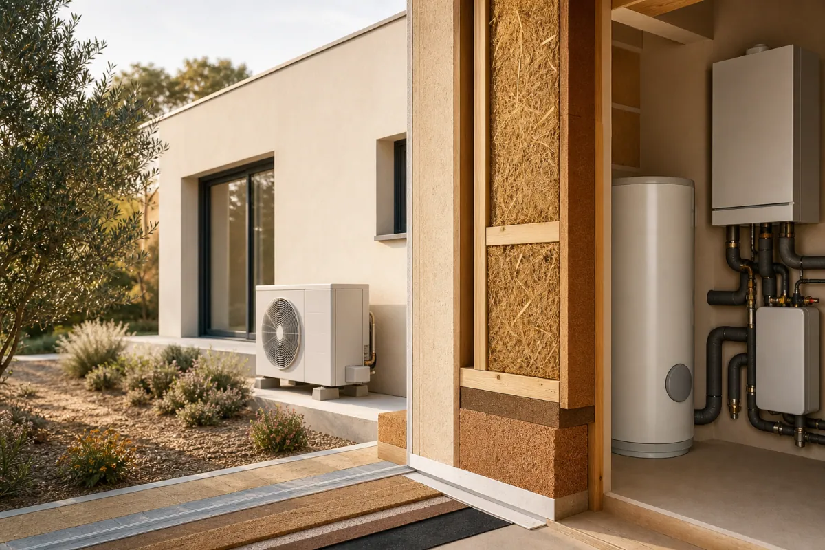 Maison neuve RE2020 avec pompe à chaleur et isolation, pour comparer les choix de chauffage