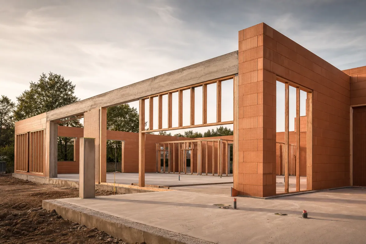 Prix maison neuve 2026 : chantier de construction d'une maison sans piscine